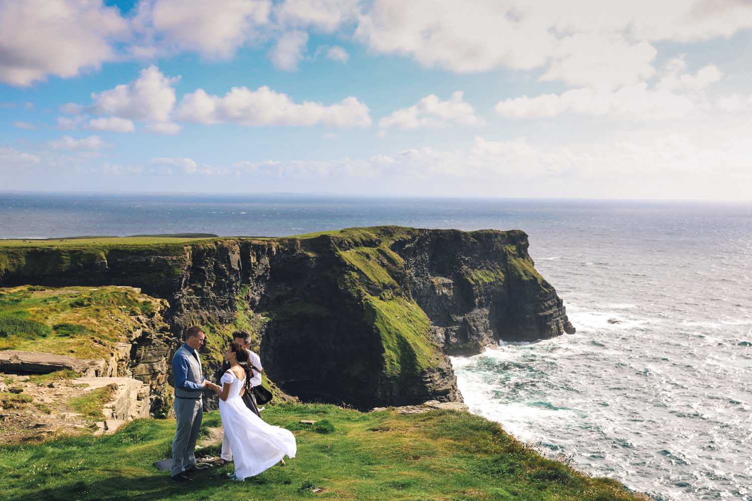 Couple exchanging vows at Hag's Head, Co. Clare