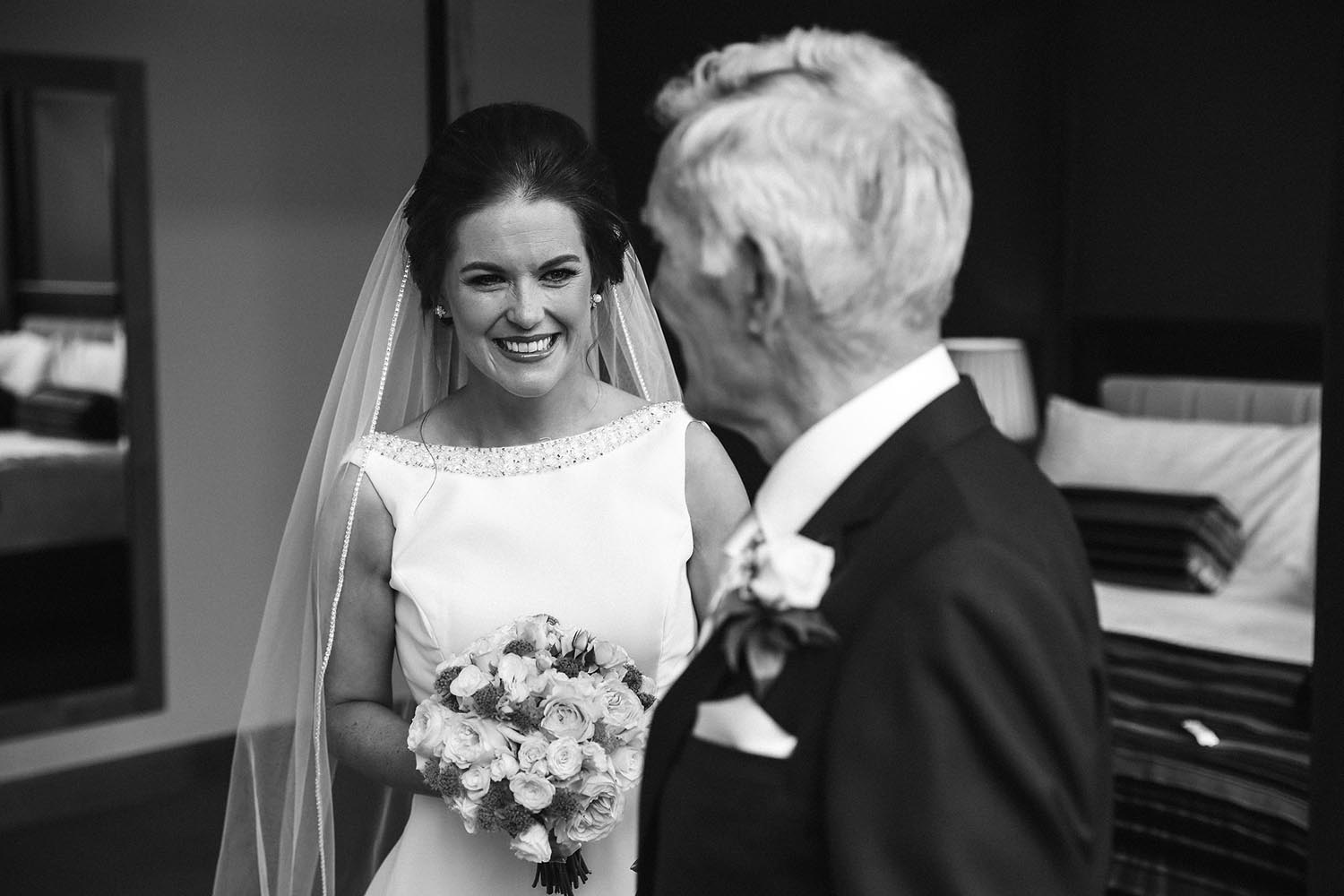 Bride and her father share a funny moment together