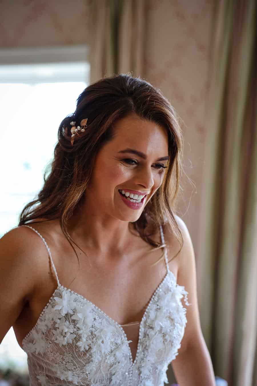 Bride with makeup on her wedding day